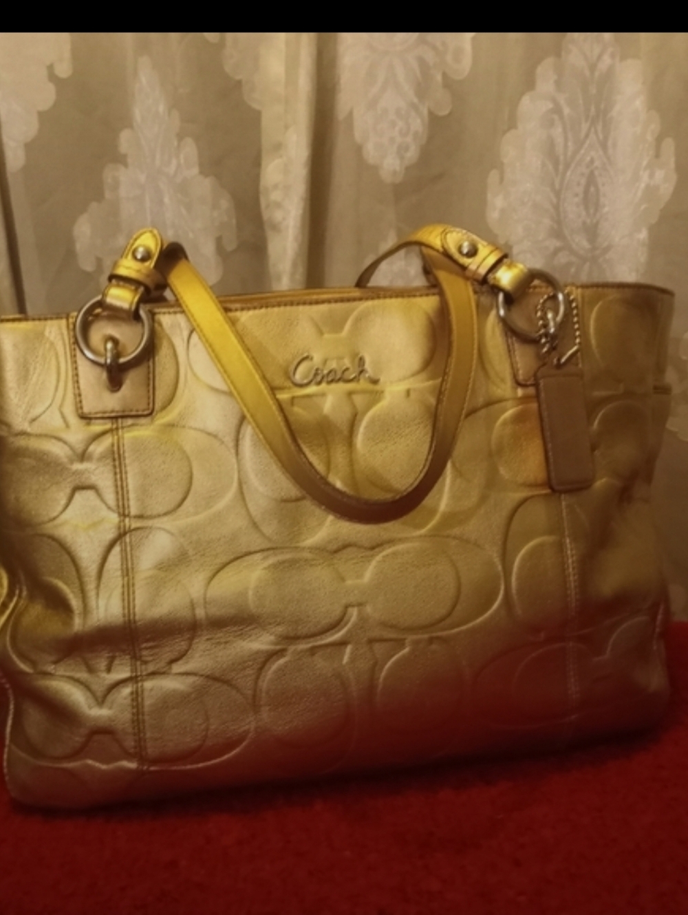 COACH Gold Leather Embossed Tote - Picture 1 of 8